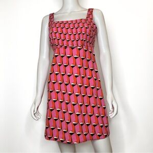Diane Von Furstenberg Geometric Retro Mini Dress Womens SZ 2 Dainty Coquette